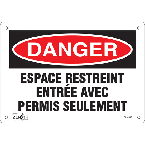 "Restricted Area" sign, French, restricted access safety sign