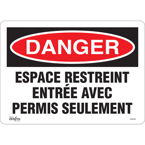 "Restricted Area" sign, French, restricted access safety sign