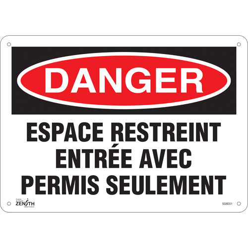 Enseigne «Espace Restreint», 10" x 14", Plastique, Français - SGM351