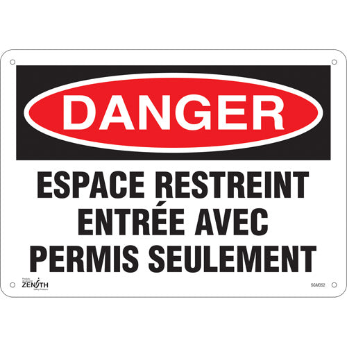 Enseigne «Espace Restreint», 10" x 14", Aluminium, Français - SGM352