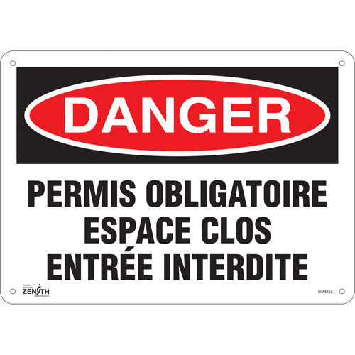 "Enclosed Space No Entry" Sign, French - Safety Sign