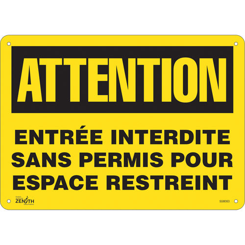 Enseigne «Entrée Interdite Sans Permis», 10" x 14", Plastique, Français - SGM363