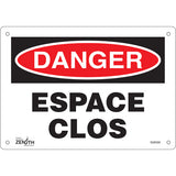 Enseigne «Espace Clos» en français — panneau signalétique pour zone fermée