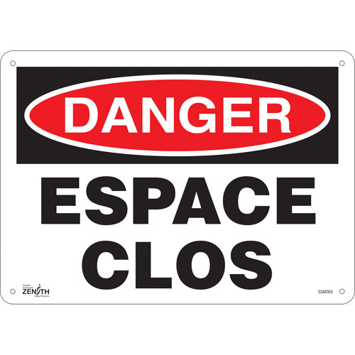 Enseigne «Espace Clos» en français — panneau signalétique pour zone fermée