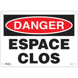 Enseigne «Espace Clos» en français — panneau signalétique pour zone fermée