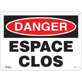Enseigne «Espace Clos» en français — panneau signalétique pour zone fermée