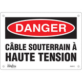 Enseigne «Câble Souterrain À Haute Tension» - Panneau de sécurité en français