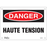Enseigne «Haute Tension» en Français — panneau d'avertissement de sécurité
