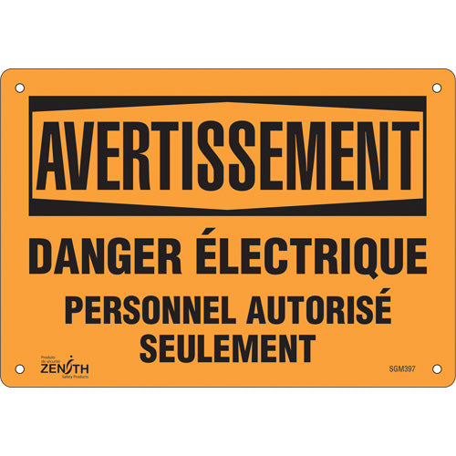 Enseigne «Danger Électrique» - Panneau de signalisation de sécurité industriel, Français