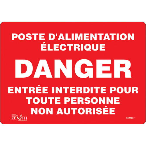 Enseigne «Poste D'Alimentation Électrique», 7" x 10", Vinyle, Français - SGM407