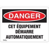 Enseigne «Équipement Démarre Automatiquement» - Signalisation de sécurité, Français