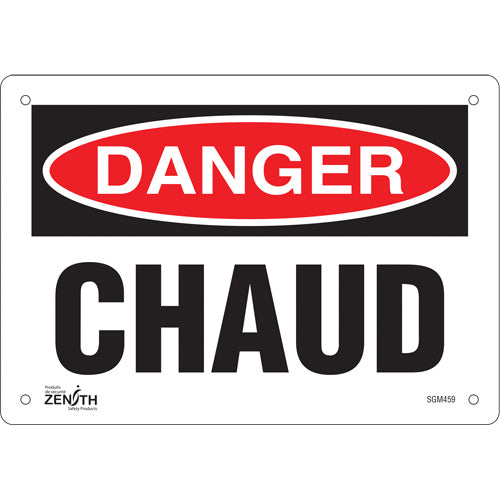 Enseigne «Chaud» en Français, panneau signalétique pour cuisine et sécurité