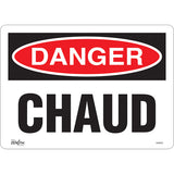 Enseigne «Chaud» en Français, panneau signalétique pour cuisine et sécurité