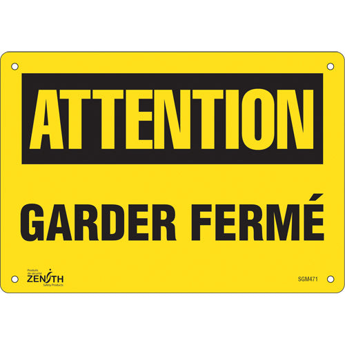 Enseigne «Garder Fermé» — Panneau de signalisation en français pour portes et entrées