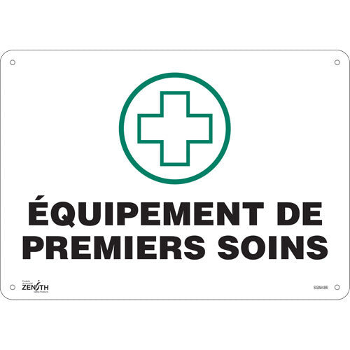 Enseigne «Premiers Soins», 10" x 14", Aluminium, Français avec pictogramme - SGM486