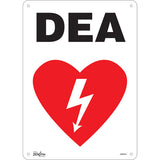Enseigne «DEA», Français avec pictogramme — disponible en plusieurs formats et matériaux