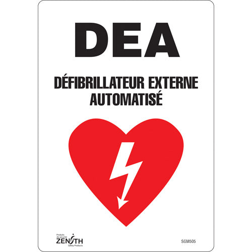 Enseigne «DEA», Français avec pictogramme — disponibles en plusieurs matériaux et tailles