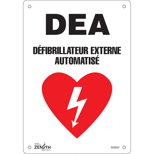 Enseigne «DEA», Français avec pictogramme — disponibles en plusieurs matériaux et tailles