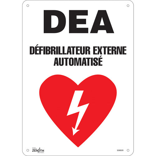 Enseigne «DEA», 14" x 10", Plastique, Français avec pictogramme - SGM509
