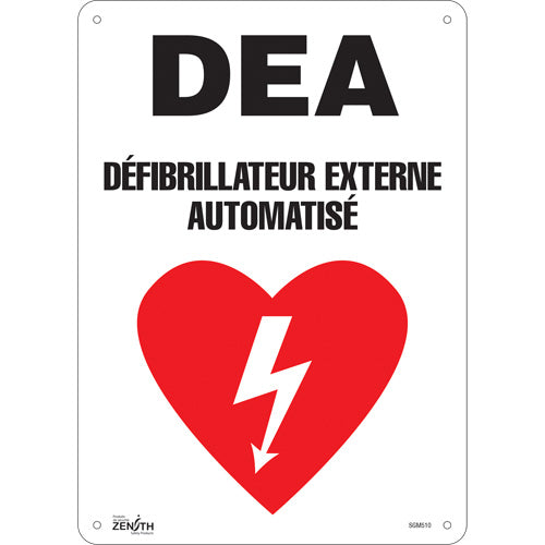 Enseigne «DEA», 14" x 10", Aluminium, Français avec pictogramme - SGM510