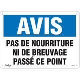 Enseigne «Pas de Nourriture» - panneau d'avertissement en français pour établissements