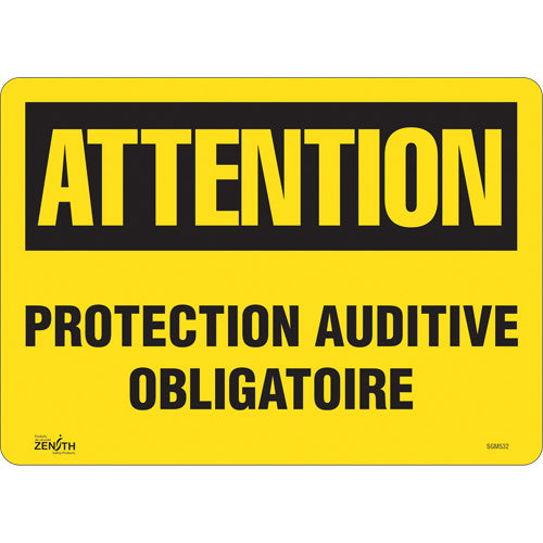Enseigne «Protection Auditive Obligatoire», 10" x 14", Vinyle, Français - SGM532