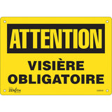 Enseigne «Visière Obligatoire» — panneau de signalisation de sécurité en français, universel