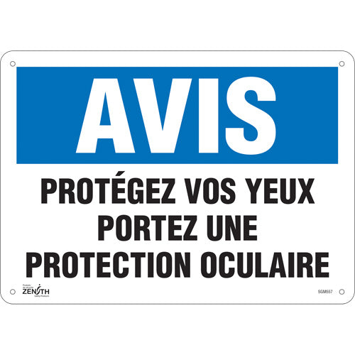 “Protect Your Eyes” sign in French – safety sign / signage