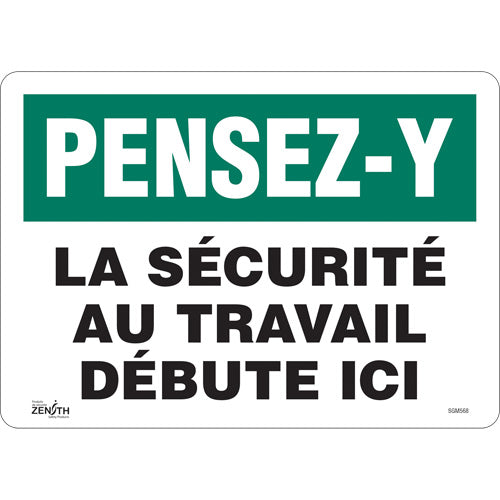 Enseigne «La Sécurité au Travail» - panneau de signalisation de sécurité (français)