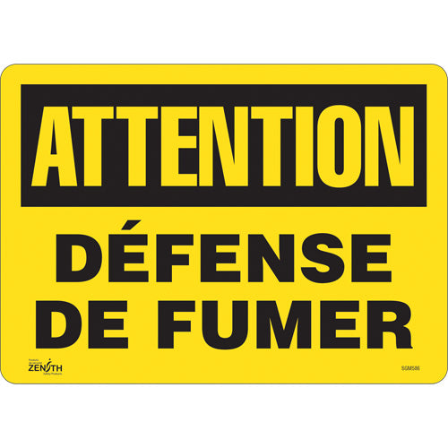 Enseigne «Défense De Fumer», 10" x 14", Vinyle, Français - SGM586