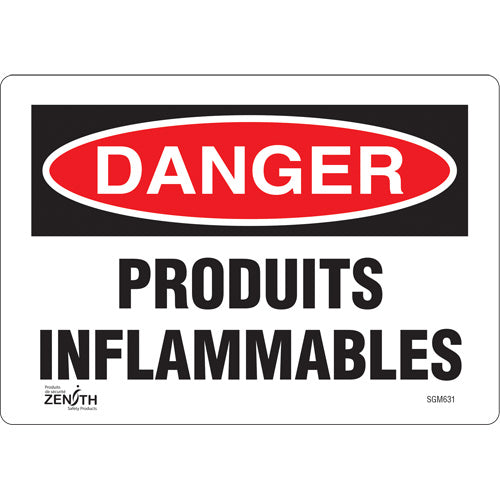 Enseigne «Produits Inflammables», 7" x 10", Vinyle, Français - SGM631