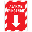 Enseigne Zenith SGM641 rouge « Alarme d'incendie » avec grande flèche blanche vers le bas
