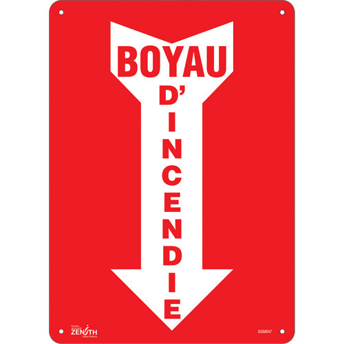 Enseigne avec flèche «Boyau D'Incendie», 14" x 10", Plastique, Français avec pictogramme - SGM647