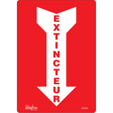 Sign with arrow "Fire extinguisher", French with pictogram - safety signage