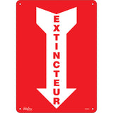 Sign with arrow "Fire extinguisher", French with pictogram - safety signage