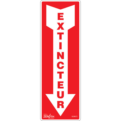 Enseigne avec flèche «Extincteur», 12" x 4", Vinyle, Français avec pictogramme - SGM672