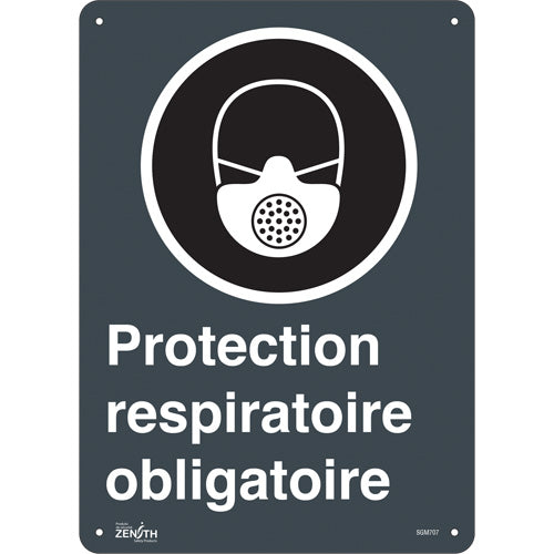 “Respiratory Protection Mandatory” sign, French with safety pictogram