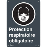 “Respiratory Protection Mandatory” sign, French with safety pictogram