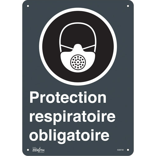 “Respiratory Protection Mandatory” sign, French with safety pictogram