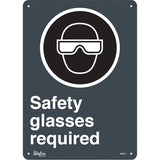 Enseigne «Safety Glasses Required», 14" x 10", Anglais avec pictogramme