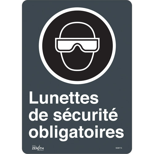 Enseigne «Lunettes de sécurité obligatoires» conforme à la CSA avec pictogramme