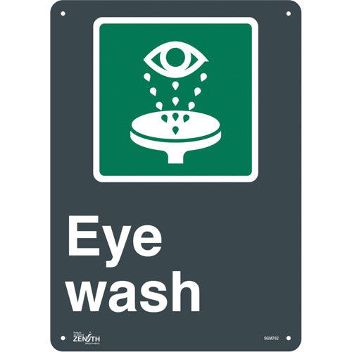 Enseigne «Eye Wash», 14" x 10", Aluminium, Anglais avec pictogramme - SGM762