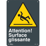 "Slippery Surface" sign, 14" x 10" panel, French with safety pictogram