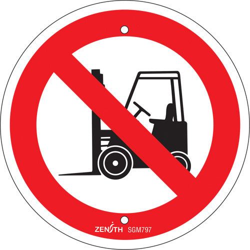 Enseigne de sécurité conforme à la CSA - No Forklifts, 6" x 6", Plastique, Pictogramme - SGM797