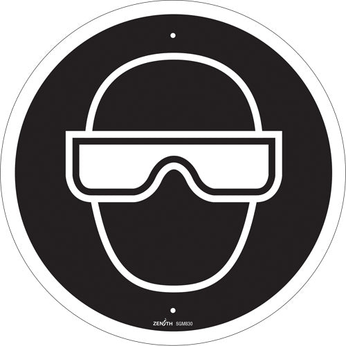 Enseigne de sécurité conforme à la CSA - Eye Protection Required, 12" x 12", Plastique, Pictogramme - SGM830