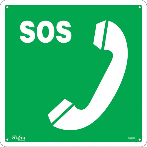 Enseigne de sécurité conforme à la CSA - Emergency Telephone, 12" x 12", Plastique, Bilingue avec pictogramme - SGN109