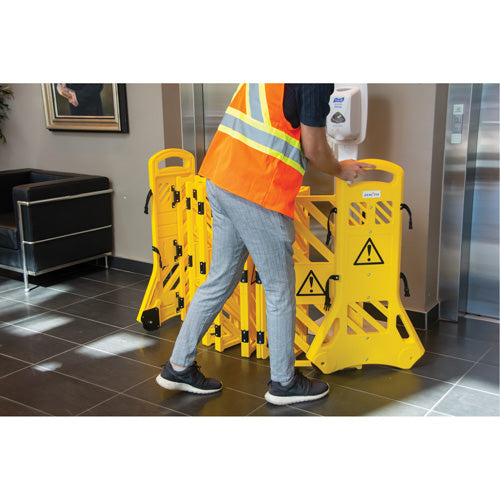 Barrière mobile portative, 40" h x 13' lo, Jaune - SGO660