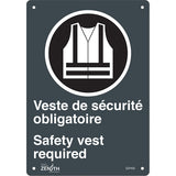 Bilingual sign “Safety Vest Required” with pictogram