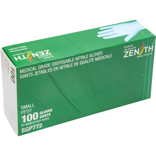 Gants jetables de calibre médical résistants à la perforation en nitrile, 4,5 mils, sans poudre, bleu, Classe 2