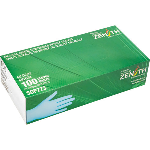 Gants jetables de calibre médical résistants à la perforation en nitrile, 4,5 mils, sans poudre, bleu, Classe 2
